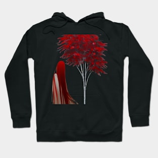 A Girl Amongst the Red Leaf Trees Hoodie